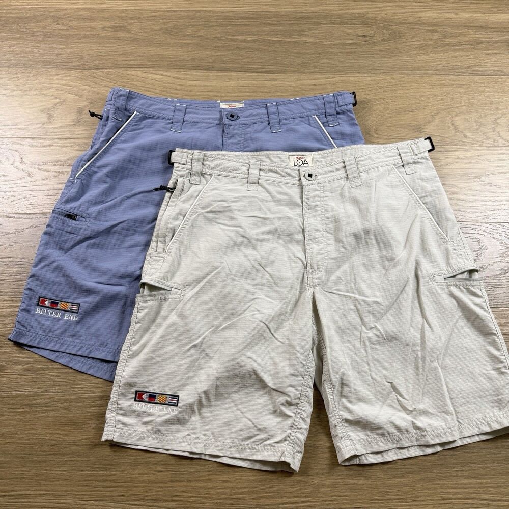 Rail Riders Shorts Lot 2 Men 36 Love of Adventure Bitter End Yacht Club Ripstop